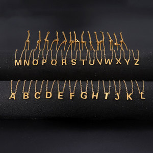 Collier initial 26 lettres en gros, plaqué or, acier inoxydable, ne ternit pas, pendentif alphabet délicat, bijoux personnalisés - Product Image 1