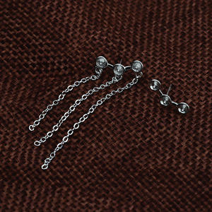 Bandeja para pendientes de plata S925 con borlas de 3 cadenas y perlas de 9-10 mm, accesorios de joyería DIY hechos a mano, estilo candelabro de moda JG5276 - Product Image 4