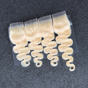 Cheveux humains 100% non traités, blond 613, ondulés, avec closure en dentelle HD 4x4 5x5, qualité supérieure - Product Image 4