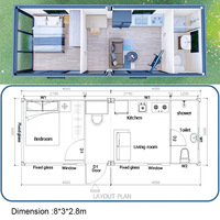 Maisons en verre modulaires préfabriquées de luxe, extensibles, structure en acier mobile, cabine, mini-maison avec cuisine et salle de bain