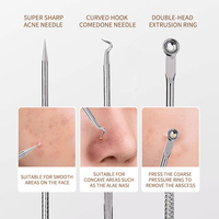Kit professionnel d'extraction d'acné à double extrémité : aiguille et boucle, outil anti-boutons, ensemble de 3 pièces pour l'élimination des points noirs