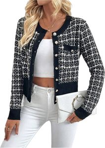 Suéteres cárdigan <span class=keywords><strong>de</strong></span> punto <span class=keywords><strong>de</strong></span> Jacquard <span class=keywords><strong>de</strong></span> manga larga con cuello redondo informal OEM con botones frontales abiertos con decoración bordada <span class=keywords><strong>para</strong></span> invierno - Product Image 2