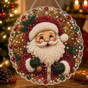 Pendentif rond en acrylique avec peinture diamantée de Noël, ornement suspendu pour la décoration du salon et de la chambre à coucher - Product Image 1