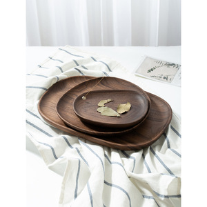 Solid Wood Irregular <b>Plates</b> <b>Black</b> Walnut Serving Trays Nordic Style Household Tableware - Product Image 4