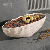 Assiette en céramique beige moderne Merlin Living, design nuages décoratifs, pour hôtel, restaurant, décoration de table à domicile, assiette à fruits