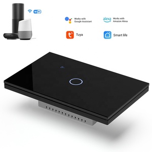 Commutateur Wifi Zigbee <span class=keywords><strong>Application</strong></span> de maison intelligente One Gang Interrupteur électrique à panneau de verre tactile noir sans fil neutre - Product Image 2