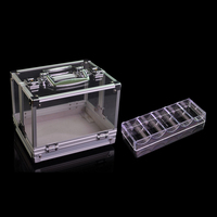 Boîte à jetons de poker QINLONG QL-PC-600 avec acrylique et aluminium, boîte à 600 jetons, 6 supports, écologique, durable pour le poker/le casino