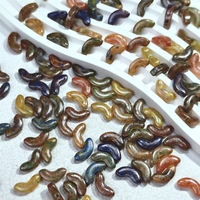 Perles en verre tchèques Picasso motif petite feuille de lotus, faites à la main pour bracelet DIY