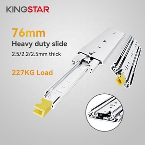Glissières de tiroir robustes Kingstar 76 mm, capacité 220 kg, à extension complète 3 voies avec roulement à billes verrouillable pour armoire à outils de camping-car - Product Image 3