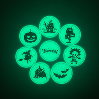 Nouveau dessous-de-verre Halloween lumineux dans le noir, créatif, motif chauve-souris, sorcière, citrouille, tapis de table antidérapant, résistant à la chaleur, en silicone, moderne