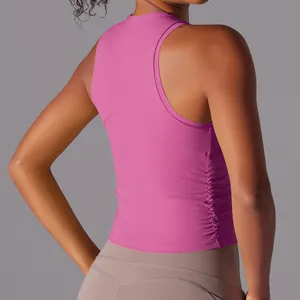 Bán buôn vật liệu mới cao cấp tập thể dục tập thể dục chạy rùa cổ Yoga sexy Tank Top trang phục cho phụ nữ