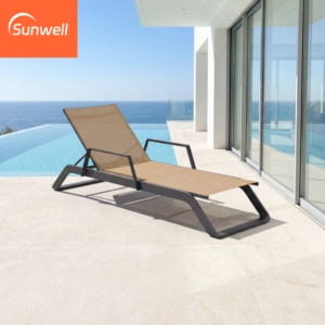 Chaise longue de <span class=keywords><strong>plage</strong></span> et de piscine en aluminium empilable, durable et confortable, avec tissu d'extérieur – Vente en gros - Product Image 3
