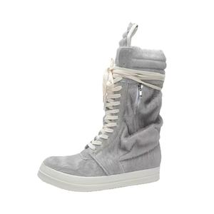 Casual Canvas Shoes High TOP Ankle Lace <strong>up</strong> Women Sneaker <strong>Zip</strong> <strong>up</strong> Streetwear Flats Black Sneakers Fur <strong>Boots</strong> - Product Image 3