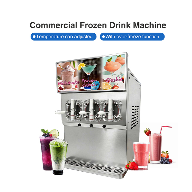 120l/h  Iced-Coffee Frozen Drink Maker 3 Tanks Commercial Slushy Machine Smoothie Frozen Alcohol Drink Frozen Slush Machine