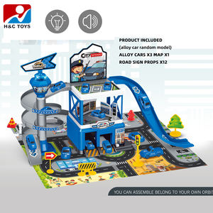 Aparcamiento de coches de policía de montaje DIY con juego de mapas juguetes edificio de estacionamiento de plástico con luces para niños - Product Image 3