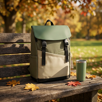 Sac à dos unisexe en PU à blocs de couleur géométriques pour ordinateur portable, grande capacité 20-35L, décontracté, étanche, pour l'extérieur