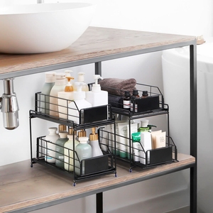 <span class=keywords><strong>Organisateur</strong></span> d'outils <span class=keywords><strong>mural</strong></span> en métal sous <span class=keywords><strong>évier</strong></span> avec tiroirs coulissants, rangement de salle de bain écologique à un seul niveau - Product Image 5