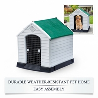 Nichoir pour chien en plastique moyen avec système de ventilation de toit vert, portable, résistant aux intempéries, pour extérieur