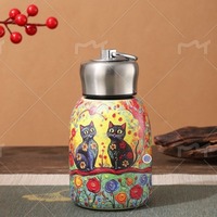 Mug de voyage isotherme en acier inoxydable portable de 300 ml avec impression chinoise, garde les boissons chaudes ou froides pour le camping, les voyages, bouteille d'eau