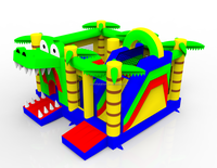Ensemble de château gonflable à thème de jungle de crocodile commercial pour enfants, maison de rebond, château de saut, combo avec toboggan