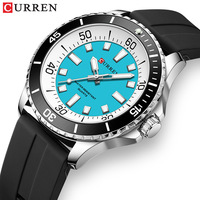 CURREN 8448 Montre Homme Étanche Fine Simple d'Affaires avec Aiguilles Lumineuses, Bracelet en Silicone à Quartz, Montre de Sport Tendance