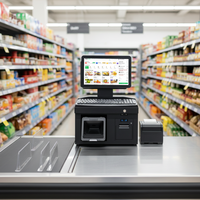 Caisse enregistreuse tactile POS OEM avec système Windows, tablette tactile 4+64G, imprimante intégrée, scanner, clavier pour supermarché