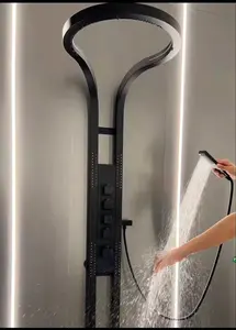 Mewah desain baru air terjun di sekitar Big Top kamar mandi dinding hujan Sprinkler Shower Set sistem Panel