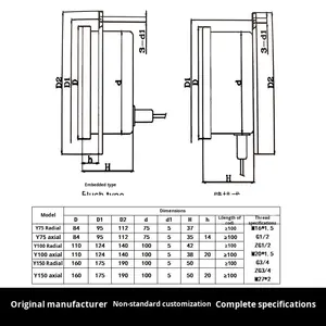 Termômetro Industrial WTQ/WTZ-280 Remoto em Aço Inoxidável 304 Tipo Pressão para Medição de Temperatura de Água e Óleo de Caldeira 0-100C 1 Ano - Product Image 4