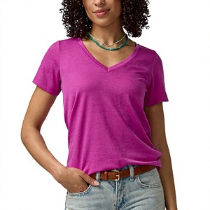 Camiseta de Verano 2027 para Mujer, Informal, Holgada, Cuello en V, Tejida, Transpirable, Ecológica, Elegante, de Manga Corta - Product Image 2