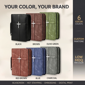 Borsa per Bibbia in Pelle PU con Manico e Cerniera Metallica, Organizer da Viaggio per Chiesa, Custodia per Bibbia Personalizzata Stampata, Dimensione Standard - Product Image 6