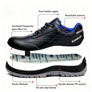 Botas de Cuero Vacuno Impermeables de Alta Calidad JIANKUN, Zapatos de Seguridad con Puntera de Material Compuesto Anti-Aplastamiento, Resistentes al Aceite y Deslizamientos, para Hombre - Product Image 2