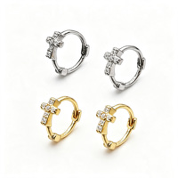 Boucles d'oreilles créoles personnalisées en argent sterling 925 micro-pavées de zircons, design cercle croisé tendance, plaqué or, bijoux pour mariage et soirée