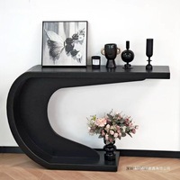 Console murale minimaliste italienne moderne en bambou pour salon, couloir, hall d'entrée, hôtel, maison - Noir