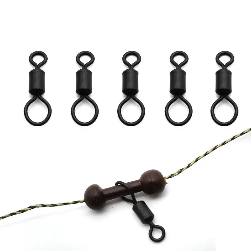 Big Eye Swivels UK size 8 Lead Making Heli-chod Swivels Matt Black Anti Glare Rolling Swivels Carp Fishing Tackle Rigs