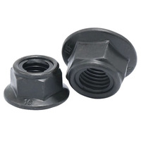 Mur baut segi enam logam penuh dengan flensa, tipe torsi, baja M5-M20, dilapisi seng/hitam, DIN 6927, ukuran 8/10.