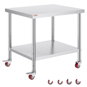 不锈钢商用厨房家具3级可调搁板4轮重型食品准备厨房 - Product Image 1