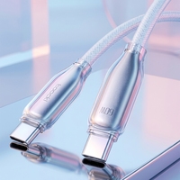 Câble de charge rapide USB-C vers USB-C transparent 60W, conception tressée, conducteur en cuivre pur, gaine en nylon pour iPhone 17 Pro Max et ordinateur