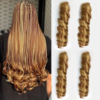 Ekstensi Rambut Kepang Crochet Serat Sintetis Tahan Panas Model Gelombang Longgar, Keriting Prancis, dan Spiral Curl