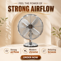 Ventilateur de table rétro élégant en métal, haut de gamme, 110 V, 10, 12 et 16 pouces, pour usage résidentiel et commercial