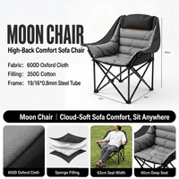 Chaise de camping surdimensionnée Colegence - Structure en métal robuste, siège rembourré, design pliable, porte-gobelet, mobilier d'extérieur