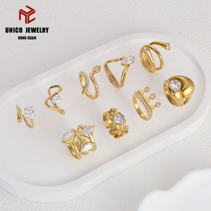 Модные ювелирные кольца из нержавеющей стали 316L с 18-каратным золотым покрытием, инкрустированные кубическим цирконием, обручальные кольца для женщин - Product Image 4