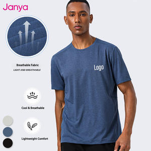 Camiseta deportiva de alta calidad <span class=keywords><strong>para</strong></span> hombre Janya, camiseta blanca lisa con logotipo personalizado, fabricación de <span class=keywords><strong>camisetas</strong></span> de gimnasio transpirables de tela catiónica - Product Image 4