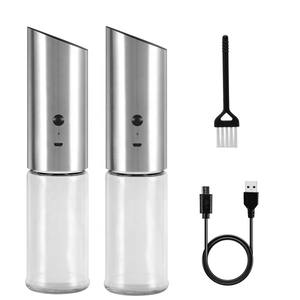 Moulin à épices <span class=keywords><strong>automatique</strong></span> en acier inoxydable 2 en 1, moulin à sel et à poivre électrique rechargeable par USB - Product Image 1