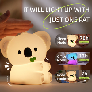 Tap Control Cute Seven-Color Cartoon <span class=keywords><strong>Koala</strong></span> Night Light 1200mAh Rechargeable Soft Silicone Sleeping Lamp avec 30 Min Timing - Product Image 3