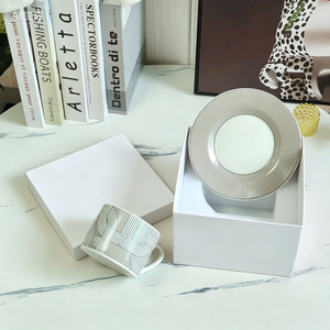 Hot <b>Sale</b> 2pcs Nordic Luxury Grey Runway Restaurant Set Porcelain Plate with Gift <b>Box</b> - Product Image 4