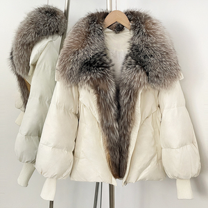OFTBUY 2025 Nuovo Piumino Invernale Oversize con Vera Pelliccia di Procione, Maniche in Maglia, Giacca in Piuma d'Oca Bianca per <span class=keywords><strong>Donna</strong></span> - Product Image 3