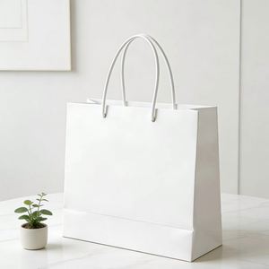 Bolsa de Cartón Blanca Reciclable Personalizada con Ojo de Grommet para Compras, Zapatos, Ropa y Regalos Empresariales - Product Image 1