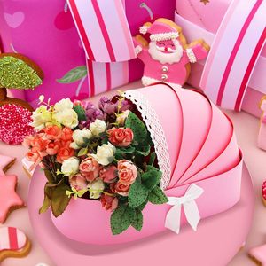 Caja de Cartón con Forma de Cuna para Decoración de Carritos de Bebé, <span class=keywords><strong>Cesta</strong></span> Floral, Caja de <span class=keywords><strong>Regalo</strong></span> para Baby Shower, Cestas para Recién Nacidos - Product Image 6