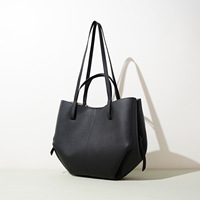 Sac fourre-tout à bandoulière en cuir véritable de grande capacité, design coréen, avec dessus ouvert et doublure en polyester pour femmes