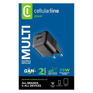 Chargeur USB Type-A, USB Type-C MULTI 30W GaN+ Noir ACHGANENTRY2PD30WK - Product Image 2